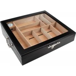 Humidor med glaslåg sort