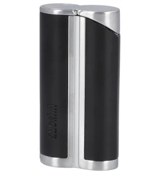 adorini Single Jet Curve Lighter Sort / Satin Silver inkl. Cigar Punch