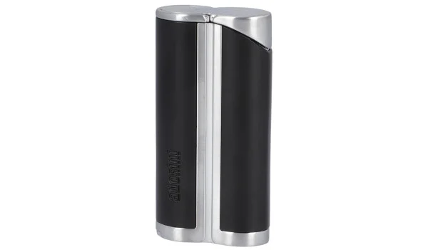 adorini Single Jet Curve Lighter Sort / Satin Silver inkl. Cigar Punch