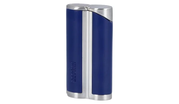 adorini Single Jet Curve Lighter Blå / Satin Sølv inkl. cigarstik