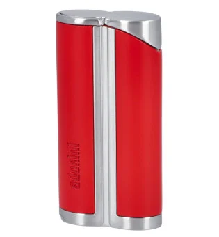 adorini Single Jet Curve Lighter Rød / Satin Sølv inkl. cigarstik