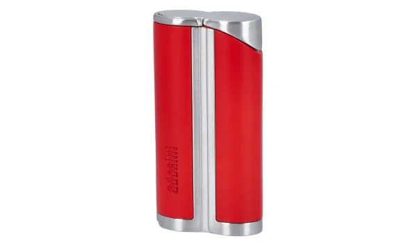 adorini Single Jet Curve Lighter Rød / Satin Sølv inkl. cigarstik
