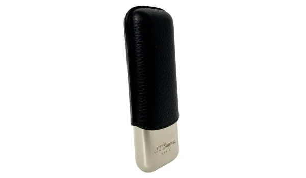 S.T. Dupont Cigaretui til 2 cigarer sort/khrom 183260