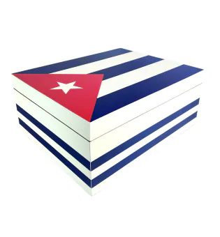 Cigar Humidor Hvid med Cubansk Flag 50-75 Cigarer
