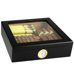 BigSmoke Humidor sort med glaslåg foto 9