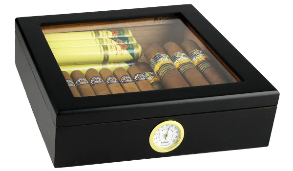 BigSmoke Humidor sort med glaslåg foto 9