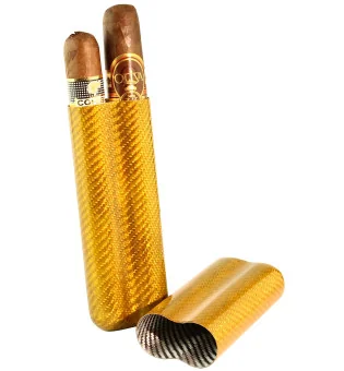 Kulfiber cigaretui guld for 2 cigarer med 57 ringmål