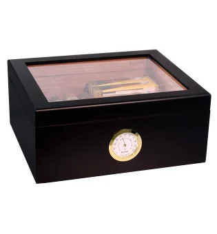 BigSmoke Humidor Medium sort med glaslåg