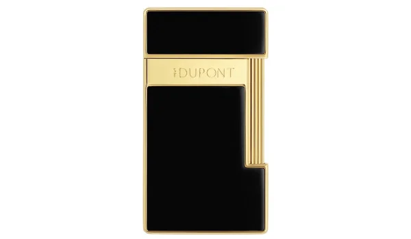S.T. Dupont Slimmy Lighter Sort Lak Guld 028222