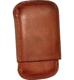 Angelo cigarillo/cigaretui til 4 personer i læder, cognac