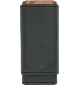 adorini ægte læder cigarholder sort 2-3 cigarer top i træ