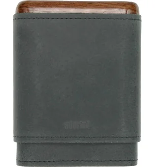 adorini ægte læder cigarholder sort 3-5 cigarer, top og bund i træ