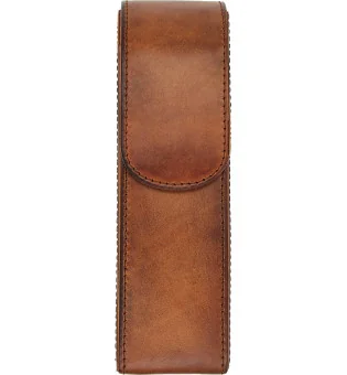 adorini pocket vintage lædercigaretui 2 cigarer brun med etui til klipper eller lighter