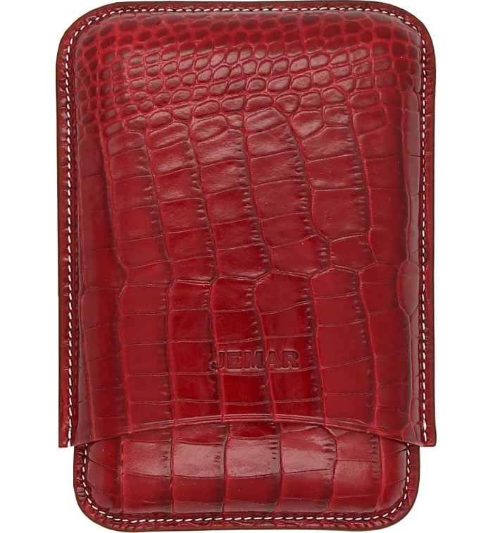 Jemar læder triple cigaretui Coco rød 464/3