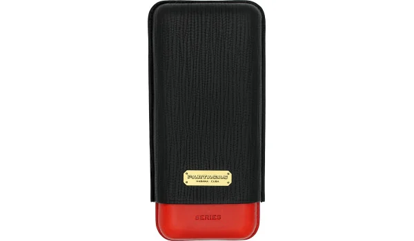 Partagas Triple Cigar Læder Etui Sort Rød foto 2