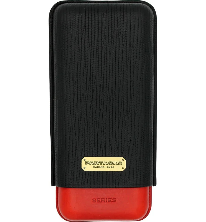 Partagas Triple Cigar Læder Etui Sort Rød foto 2