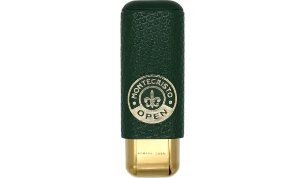 Montecristo Open cigaretui i læder og metal, 2 cigarer