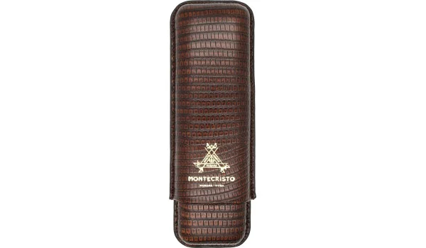 Montecristo cigaretui i læder, brun, til 2 cigarer
