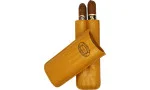 Partagas cigaretui i læder, sennepsfarvet, til 2 cigarer