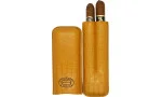 Partagas cigaretui i læder, sennepsfarvet, til 2 cigarer