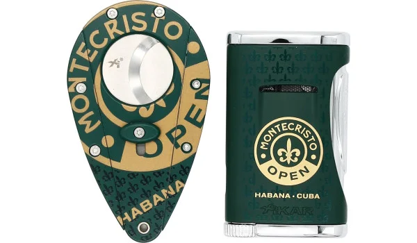 Xikar Montecristo Open cigarafklipper- og lighter-sæt