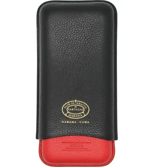 Partagas Series læderetui sort og rødt med gyldent logo