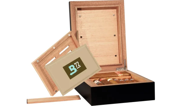 BigSmoke Humidor Mini sort inkl. Boveda-pakke 72%